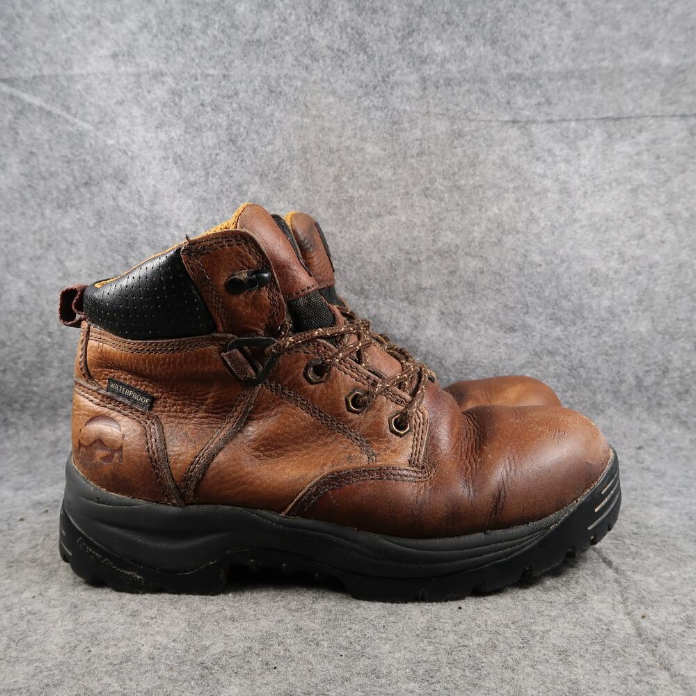 Maelstrom Shoes Mens 8 Leather Boots 6" Lace Up Wide Fit Brown Utility Sport